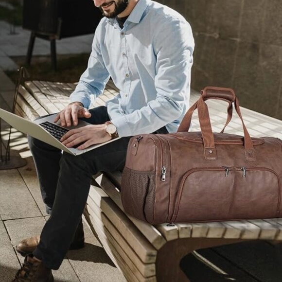 Men's Leather Brown Durable Luggage Bag